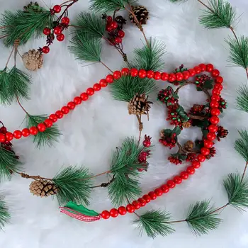 סגנון בוהו חרוז זר חגיגי חווה הקיר תלויים קישוטים 2pcs חג המולד עץ חרוז זר עם ציציות ייחודי