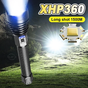 XHP360/50 חיצונית נטענת פנס LED WaterproofIP6 מתח גבוה Handlamp5Modes טקטי Zoomable פנס אינדוקציה לפיד