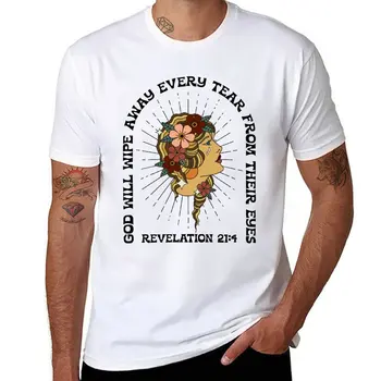חדש התגלות 21:4. חולצה אופנה קוריאנית אסתטי בגדים נשגב חולצת שרוול קצר לגברים כותנה חולצת הטריקו