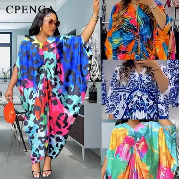 2023 החדש אפריקה הדפסה שמלה לנשים אופנה קפלים חופשי שמלות נקבה אפריקה בגדים דאשיקי זמן החלוק בתוספת גודל