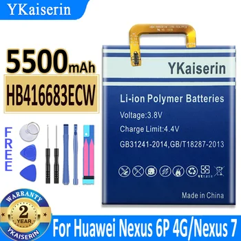 YKaiserin עבור Huawei HB416683ECW 5500mAh סוללה עבור Huawei Ascend נקסוס 6P 4G ,Bullhead,נקסוס 7 Nexus7,דייג,Nex סוללות