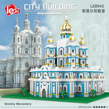 מיני רחובות ארכיטקטורה מפורסמים בניין לבנים רוסיה Smolny מנזר הכנסייה צעצועים לילדים St Paul Cathedral לילדים מתנות