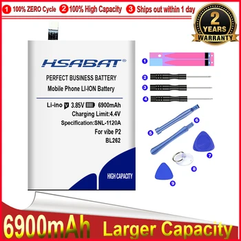HSABAT 0 מחזור 6900mAh BL262 סוללה עבור Lenovo Vibe P2 P2C72 P2A42 איכות גבוהה נייד טלפון החלפת מצבר