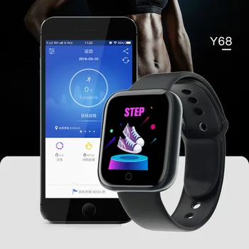 Y68 Bluetooth שעון חכם גברים עמיד למים ספורט כושר גשש חכם צמיד לחץ דם קצב לב צג D20 Smartwatch