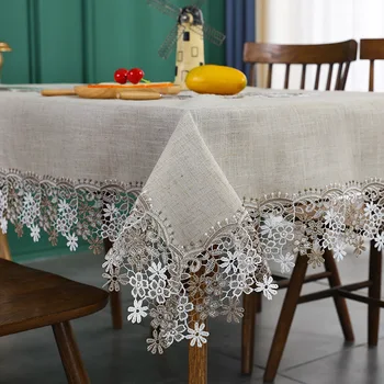 biały szary luksusowy haftowany stół obrus נה wesele, לעשות hotelu tkanina koronkowa dekoracja stolika kawowego