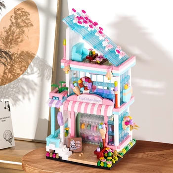 העיר Street View קינוח חנות קפה מיני פרטנית בניין האסיפה צעצוע של ילדים קישוט מתנת יום הולדת לילדה