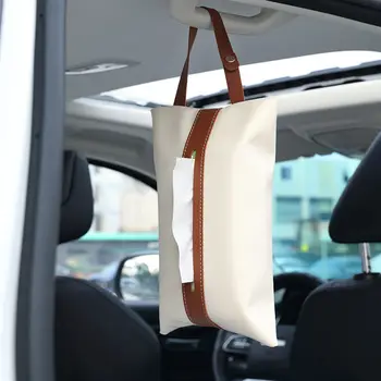 תלוי הרכב רקמות קופסה במושב האחורי של רכב רקמות עור שקית אחסון תלוי רקמת כיסוי שקית נייר בעל הרכב רקמות תיבת