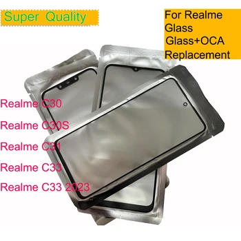 10Pcs/הרבה Realme C30 C30S C31 C33 מסך המגע הקדמי החיצוני לוח זכוכית עדשת Realme C33 2023 LCD חזית זכוכית עם אוקה