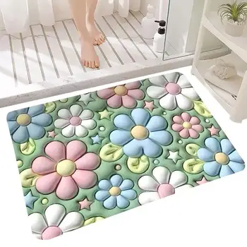 חדר אמבטיה אבן מחצלת הכיור באמבטיה בצד הרצפה שטיח רב תכליתי רך פרחוני ניקוז בוץ, קצף מובלט קטיפה שירותים שטיחים