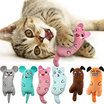 חריקת שיניים נפית החתולים צעצועים אינטראקטיביים בפלאש חתול צעצוע עכבר צורה ללעוס ציפורניים הבוהן נשיכת חתול מנטה עבור חתולים מצחיק כרית האגודל