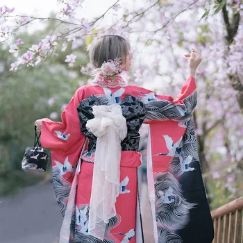 אופנה לאומי מגמות הנשים קימונו תחפושת סטים 9 חתיכה יאקאטה עם אובי חידוש שמלת ערב יפנית תחפושות קוספליי פרחוני