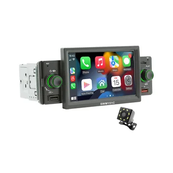 Din 1 רדיו במכונית CarPlay 5 אינץ ' MP5 Player Bluetooth hands Free A2DP USB מקלט FM 151C