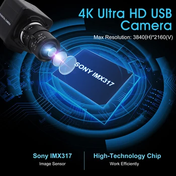 ELP 4K מצלמת USB 30fps 3840 x 2160 UVC IMX317 מצלמת USB עם 5-50mm 10X זום Varifocal עדשה, מיקרופון מובנה על המחשב