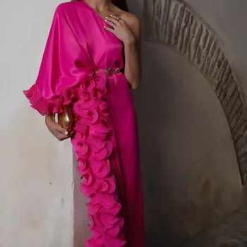 סתיו נשים 2023 חדש מזדמן אופנה בשכבות קישוט אסימטרי שמלה רזה סקסית אלגנטי שמלות ארוכות