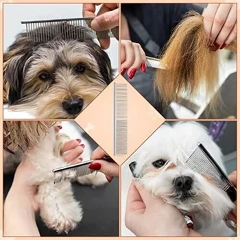 כלב חדש מסרק ארוך שיער עבה פרווה להסרת מברשת נירוסטה קל משקל חיות מחמד כלב חתול טיפוח מסרקים עבור שאגי כלבים