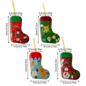 יצירתי חג המולד, גרביים בצורת Tinplate קופסת ממתקים חטיפים מתנה תיבות אחסון של אריזות פח קופסת DIY חג המולד קישוטים ילדים צעצוע